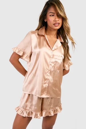 Boohoo Womens Ruffle Detail Short Pajama Set - - 6
