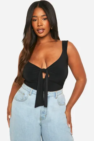 Boohoo Womens Plus Slinky Tie Front Sleeveless - - 24