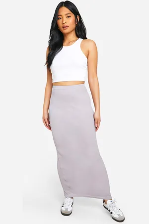 Boohoo Womens Petite Rib Midi Skirt - - 2