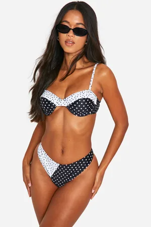 Boohoo Womens Polka Dot Underwired Bikini Top - - 2