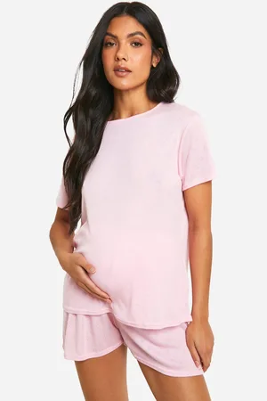 Boohoo Womens Maternity Pointelle Heart Stitch Short Sleeve Pj Set - - 4