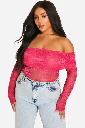 Boohoo Womens Plus Lace Off The Shoulder Overlay Top - - 12
