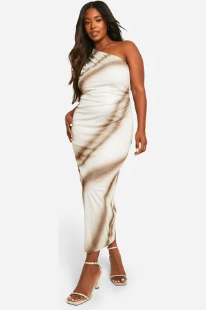 Boohoo Womens Plus Printed Mesh One Shoulder Midaxi Dress - - 24