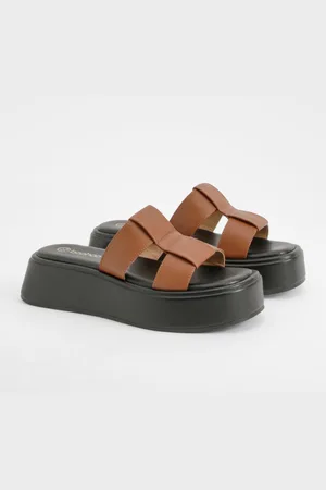 Boohoo Womens Woven Slip On Flatform Sandals - - 6