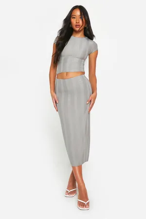 Boohoo Womens Cap Sleeve Top And Midi Skirt Set - - 2