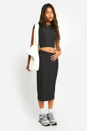 Boohoo Womens Cap Sleeve Top And Midi Skirt Set - - 2