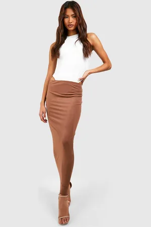 Boohoo Womens Tall Premium Matte Slinky Midi Skirt - - 8