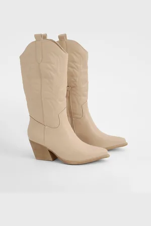 Boohoo Womens Embroidered Knee High Cowboy Boots - - 5