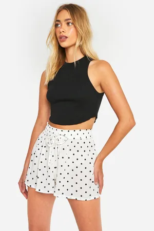 Boohoo Womens Polka Dot Cheesecloth Belted Mini Skirt - - 2