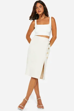 Boohoo Womens Button Detail Midi Skirt - - 2
