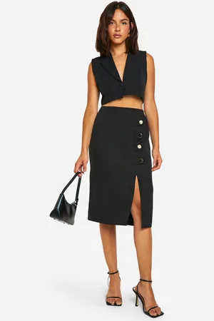 Boohoo Womens Button Detail Midi Skirt - - 2