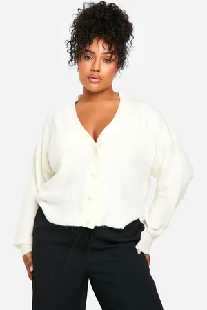 Boohoo Womens Plus Soft Knit Button Cardigan - - 14