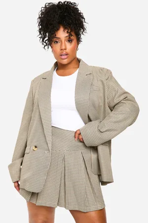 Boohoo Womens Plus Tonal Flannel Pleated Tailored Skirt - - 12