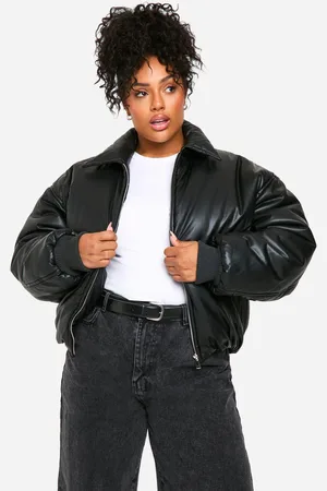 Boohoo Womens Plus Padded Faux Leather Bomber Jacket - - 12