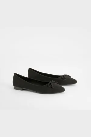 Boohoo Womens Wide Width Bow Pointed Toe Ballerina - - 5
