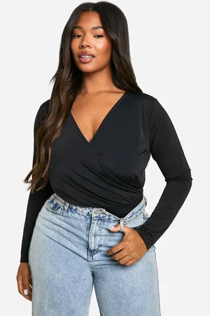 Boohoo Womens Plus Double Layer Slinky Wrap Front One Piece - - 12