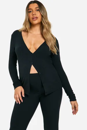Boohoo Womens Maternity Rib Button Down Oversized Cardigan - - 4