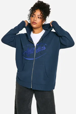 Boohoo Womens Plus Zip Through Knitted Oversized Hoodie - - 16/18