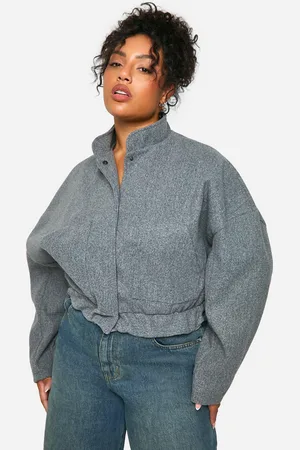 Boohoo Womens Plus Seam Detail Pocket Wool Bomber - - 12