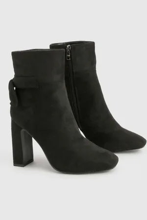 Boohoo Womens Wide Width Bow Detail Block Heel Ankle Boots - - 7