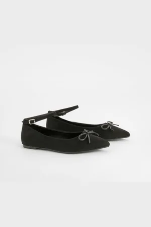 Boohoo Womens Wide Fit Ankle Strap Pointed Toe Ballerina - - 5