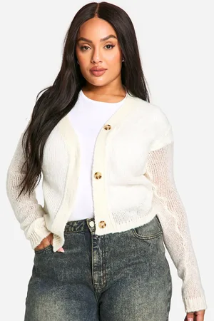 Boohoo Womens Plus Knitted Cropped Cardigan - - 12