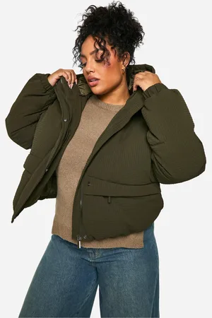 Boohoo Womens Plus Hooded Puffer Jacket With Matching Bag - - 12
