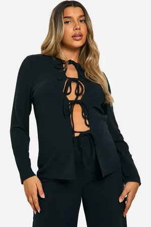Boohoo Womens Maternity Textured Rib Tie Front Detail Cardigan - - 4