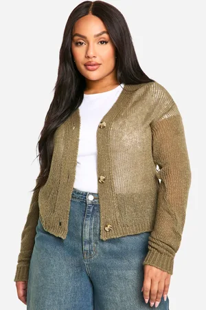 Boohoo Womens Plus Knitted Cropped Cardigan - - 12