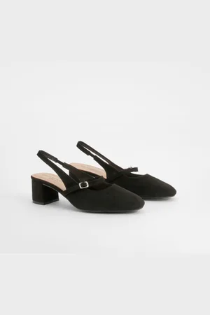 Boohoo Womens Wide Width Slingback Low Block Ballet - - 5