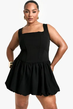 Boohoo Womens Plus Square Neck Pleated Skater Dress - - 12