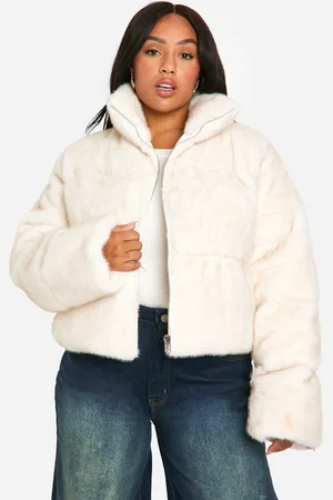 Boohoo Womens Plus Faux Fur Puffer Jacket - - 12