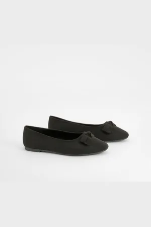 Boohoo Womens Wide Width Bow Detail Ballet Flats - - 5