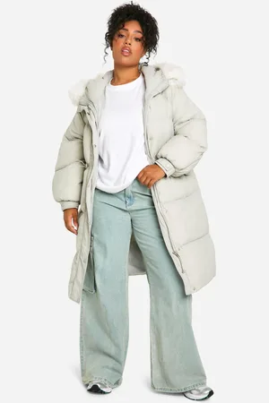 Boohoo Womens Plus Faux Fur Hood Padded Parka - - 12