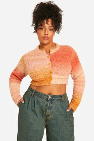 Boohoo Womens Plus Ombre Fluffy Knit Cardigan - - 12