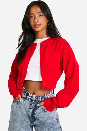 Boohoo Womens Petite Cropped High Neck Cardigan - - S