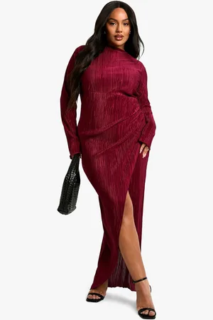 Boohoo Womens Plus Plisse Pleated Wrap Maxi Dress - - 12