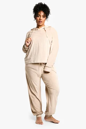 Boohoo Womens Plus Rib Fleece Hoody And Jogger Set - - 12