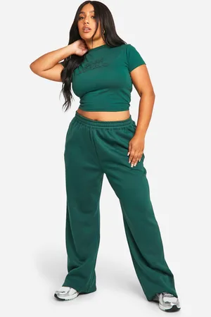 Boohoo Womens Plus Dsgn Studio Self Fabric Applique Distressed Straight Leg Jogger - - 12