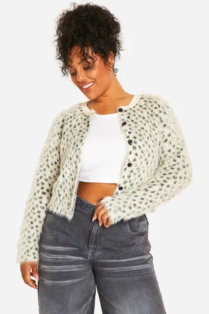 Boohoo Womens Plus Leopard Brushed Cardigan - - 12