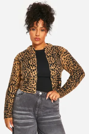 Boohoo Womens Plus Leopard Brushed Cardigan - - 12