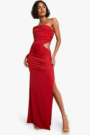 Boohoo Womens Tall Asymmetric Drape Detail Maxi Dress - - 4