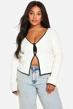 Boohoo Womens Plus Contrast Trim Button Front Cardigan - - 12