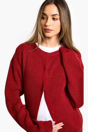 Boohoo Womens Maternity Fine Knit Crew Neck Cardigan - - 4