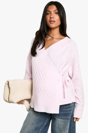 Boohoo Womens Maternity Soft Cable Knitted Wrap Cardigan - - 4