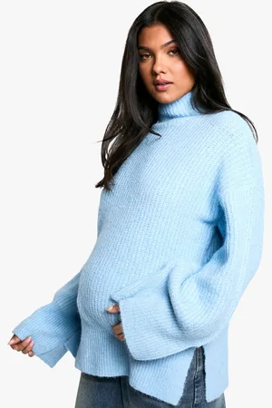 Boohoo Womens Maternity Oversized High Neck Knitted Sweater - - 4