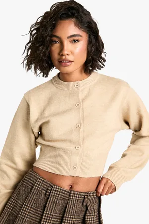 Boohoo Womens Tall Cropped High Neck Cardigan - - S