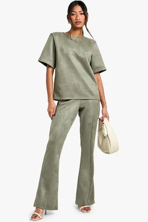 Boohoo Womens Suede Low Rise Flares - - 2