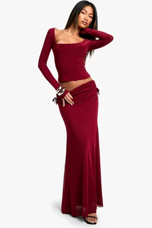 Boohoo Womens Mesh Ruched Side Maxi Skirt - - 2