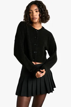 Boohoo Womens Tall Boucle High Neck Cardigan - - S